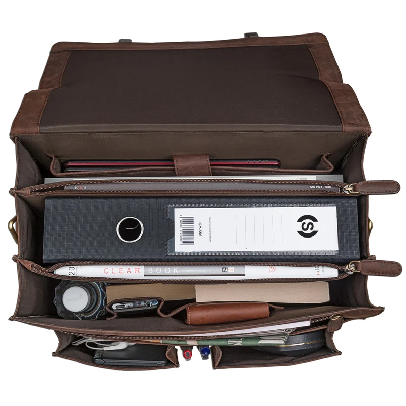 Klassische Lehrertasche Aktentasche zum Umhängen Braun