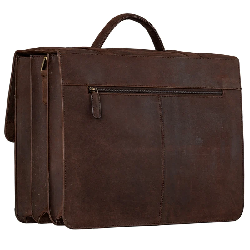 Klassische Lehrertasche Aktentasche zum Umhängen Braun