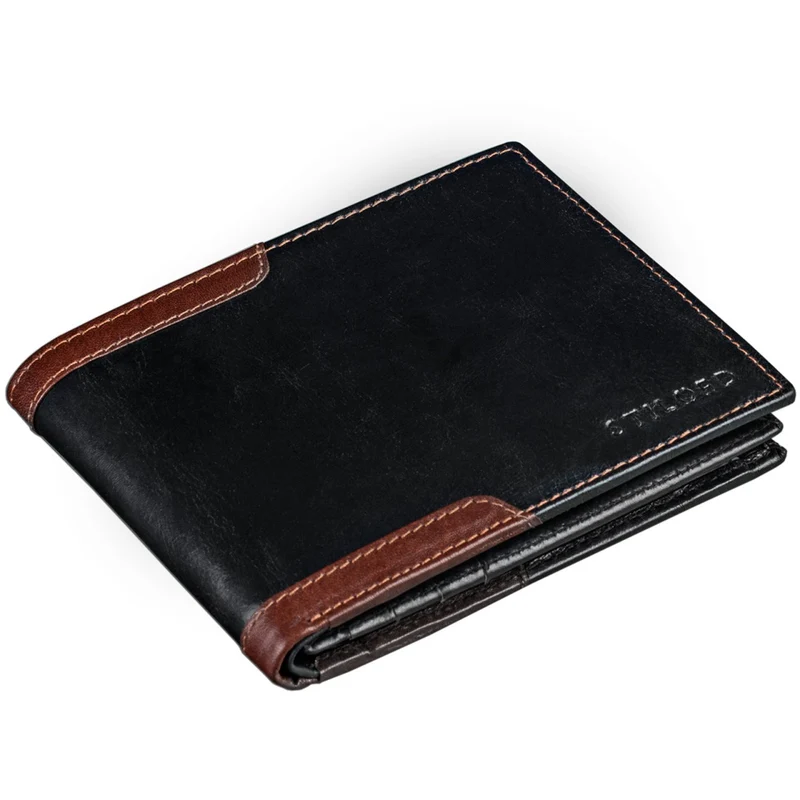Vintage Leder Portemonnaie für Herren Rinds Leder schwarz braun