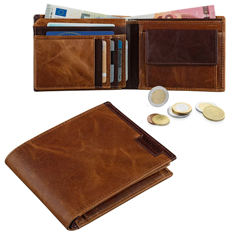 Vintage Geldbörse / Portemonnaie aus hochwertigem Echt Leder, braun