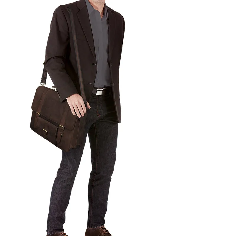 Klassische Aktentasche Lehrertasche Business Tasche Rindsleder braun