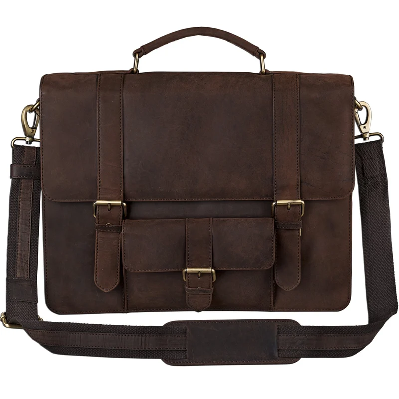 Klassische Aktentasche Lehrertasche Business Tasche Rindsleder braun