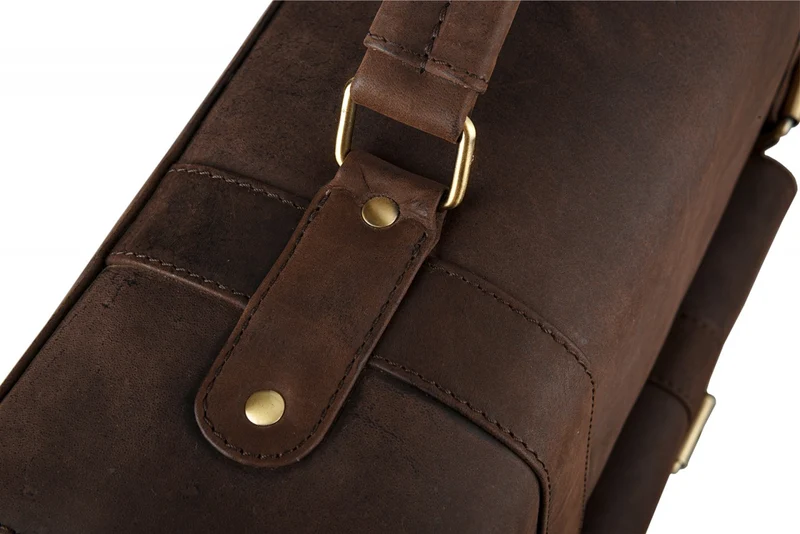 Klassische Aktentasche Lehrertasche Business Tasche Rindsleder braun
