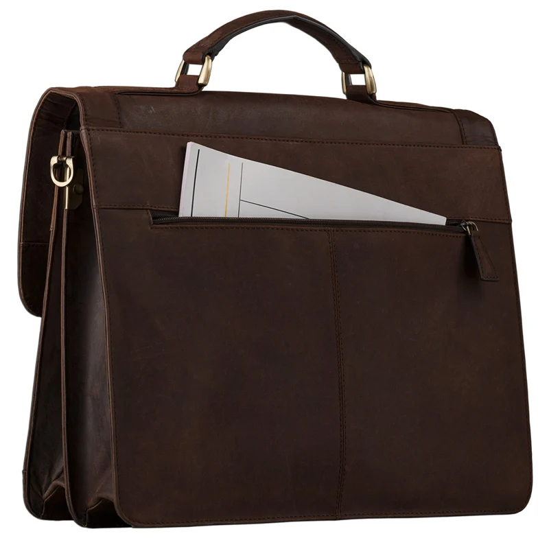 Vintage Aktentasche Büro Laptop Rinds-Leder dunkelbraun