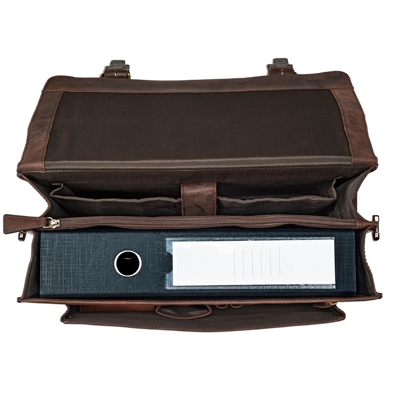 Vintage Aktentasche Büro Laptop Rinds-Leder dunkelbraun