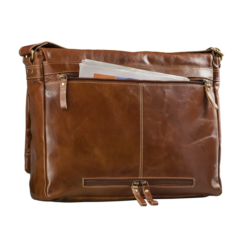 Messenger Bag Laptop Notebook Tasche Vintage Rinds Leder braun