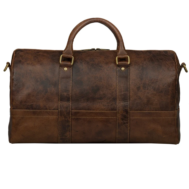 Vintage Weekender Reisetasche Handgepäck Retro Leder braun