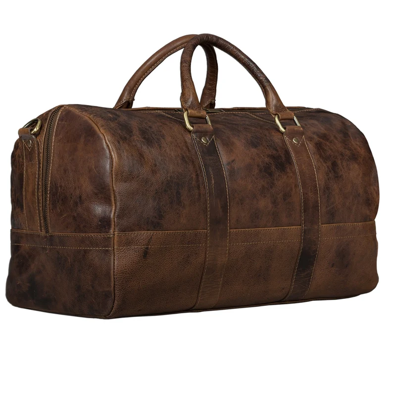 Vintage Weekender Reisetasche Handgepäck Retro Leder braun