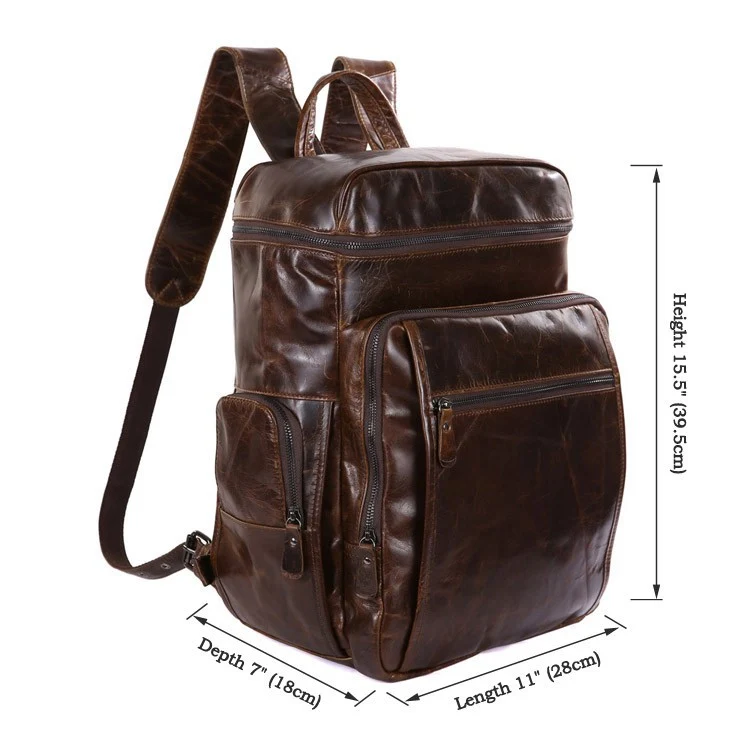 Lederrucksack Daypack Laptops 13,3 Zoll Vintage Leder Braun