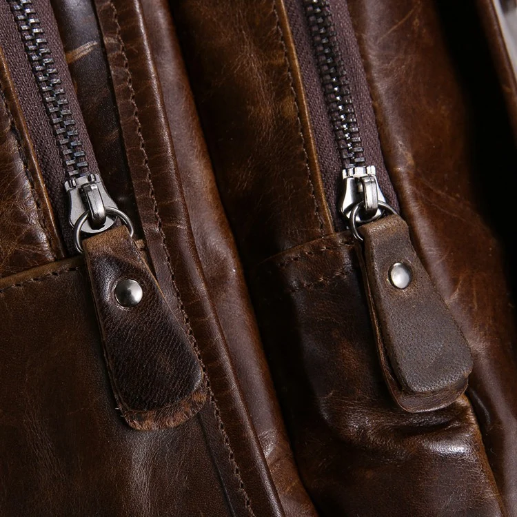 Lederrucksack Daypack Laptops 13,3 Zoll Vintage Leder Braun