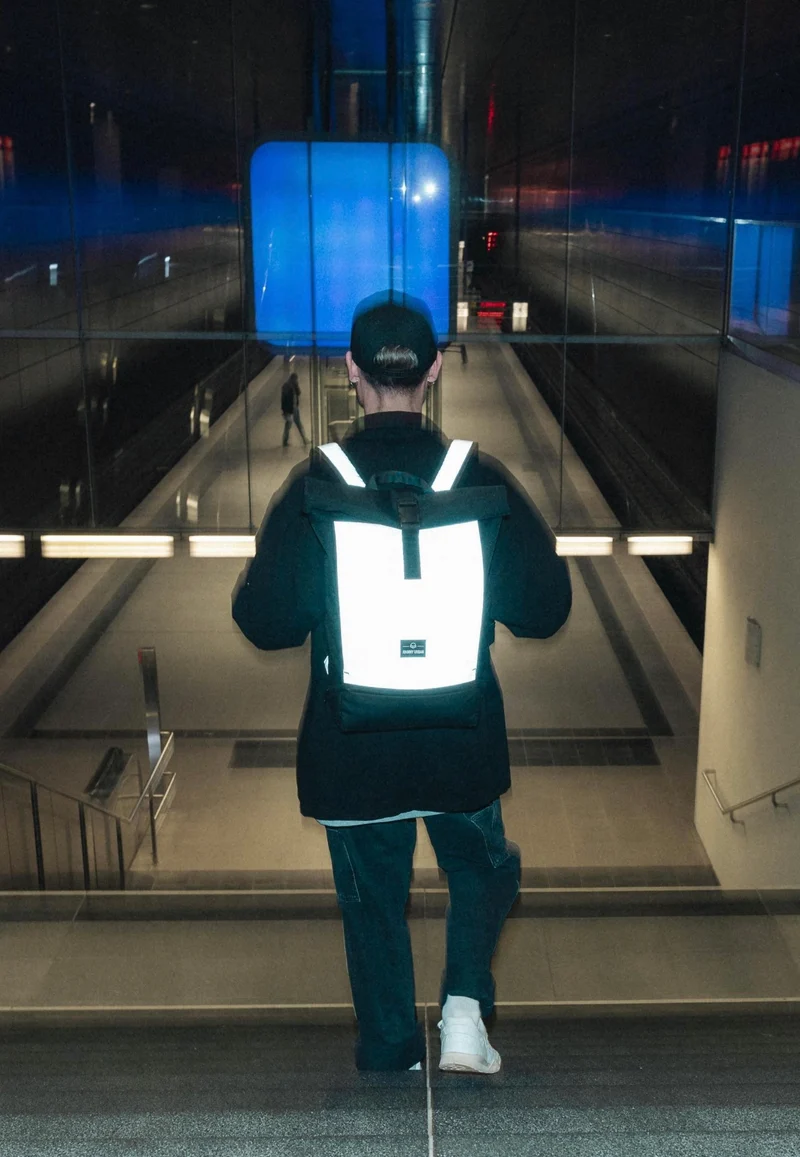 Allen Large Black Reflective - Rolltop Rucksack