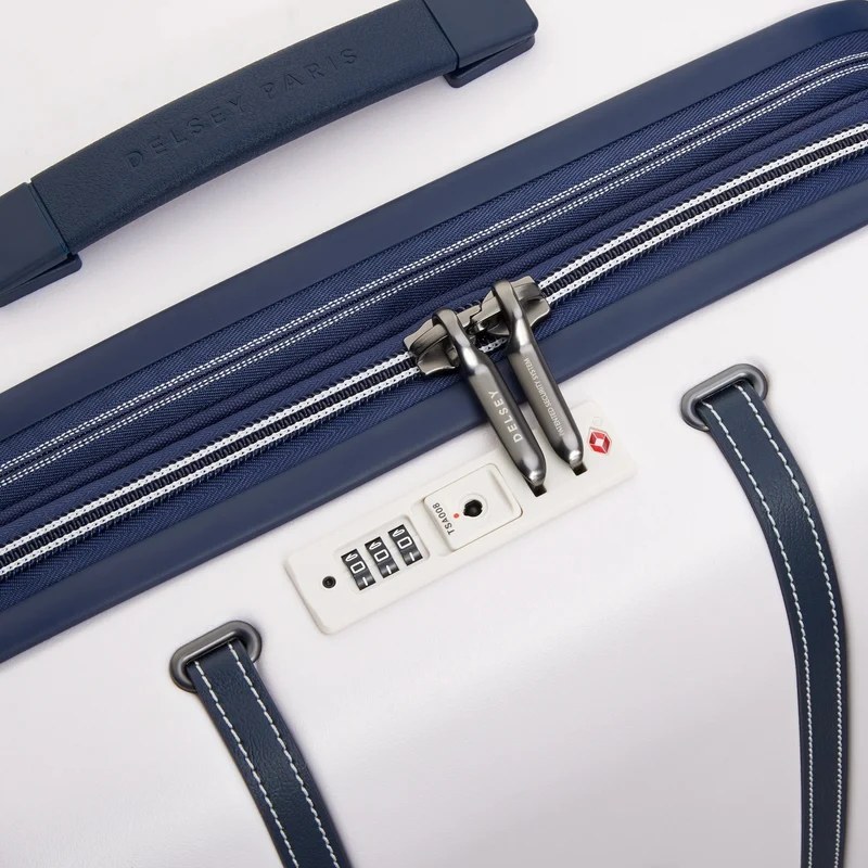 Delsey Paris Cadence Trunk - 4-Rollen-Trolley 80 cm erw. (elfenbein/blau)
