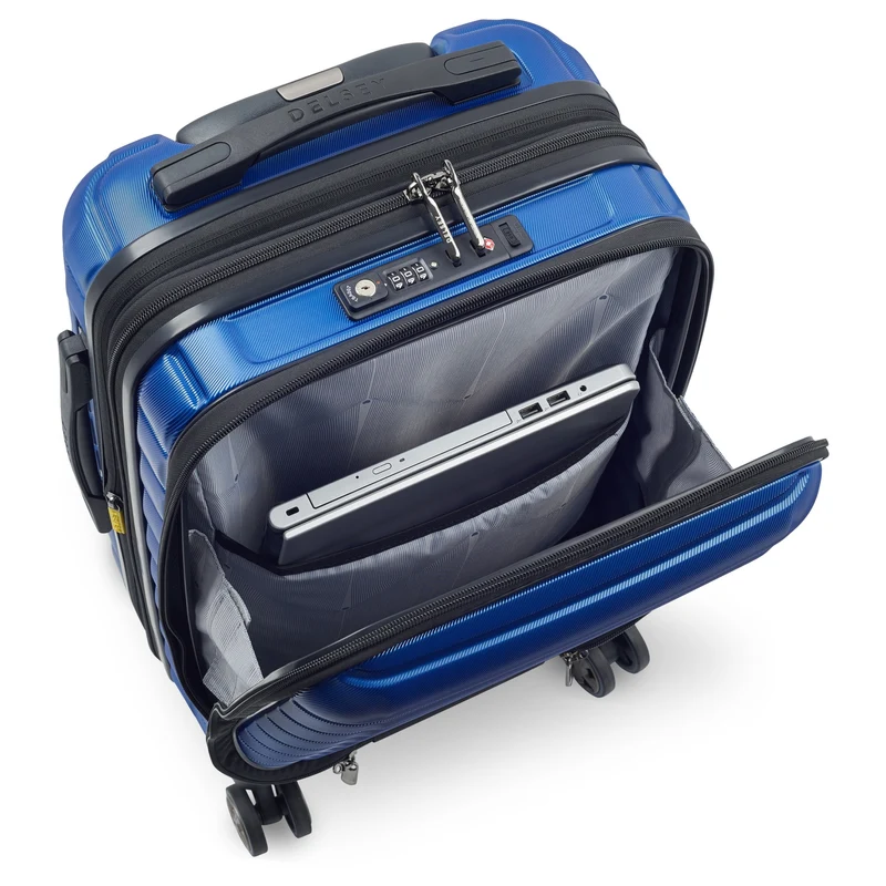 Delsey Paris Shadow 5.0 - 4-Rollen-Kabinentrolley mit Vortasche S 55 cm erw. USB (blau)