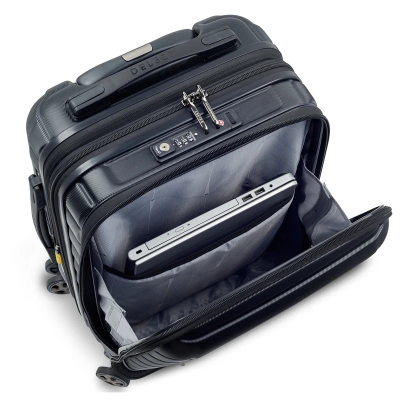 Delsey Paris Shadow 5.0 - 4-Rollen-Kabinentrolley mit Vortasche S 55 cm erw. USB (schwarz)