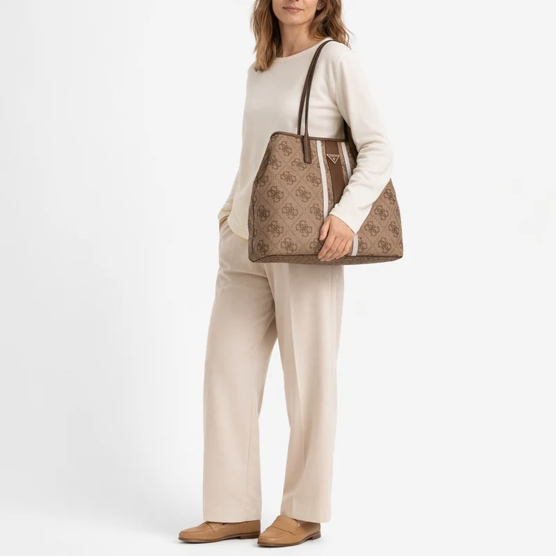 Guess Victtoria Large 2 in 1 Tote - Shopper 40 cm (latte logo/brown)