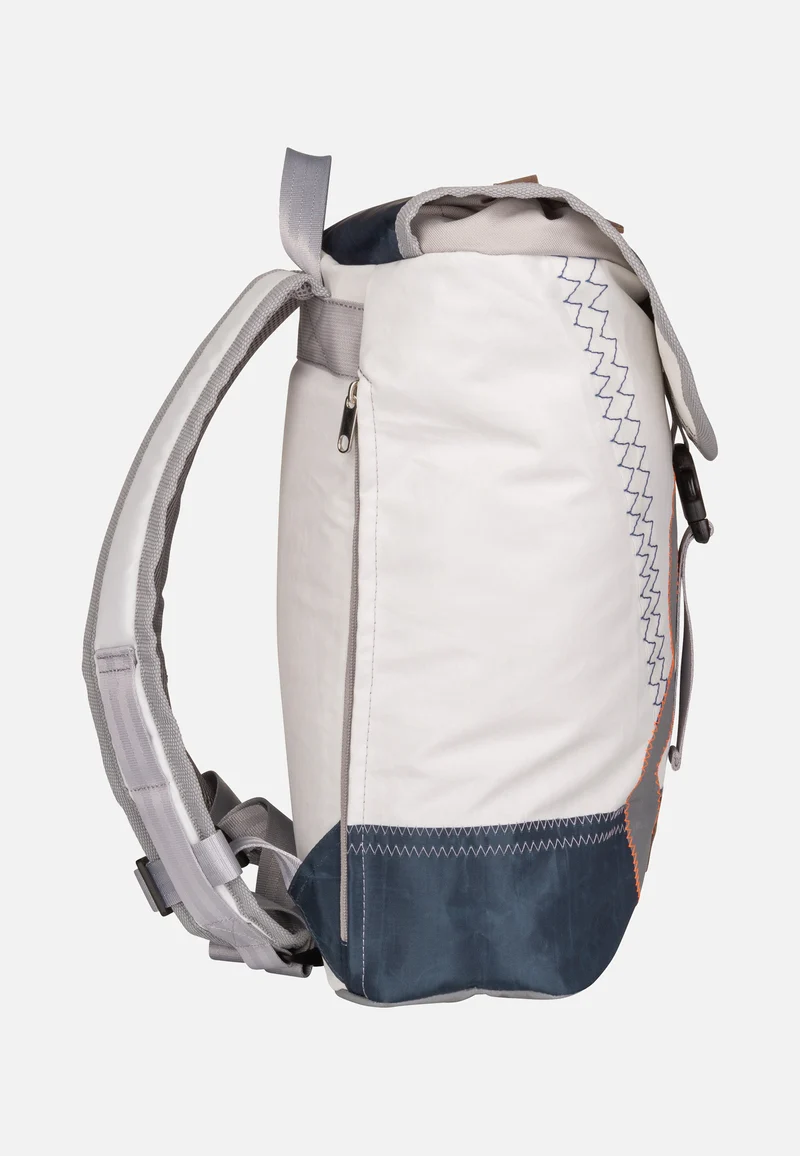 Landgang Mini Weiß/Balken Blau/Zahl Hellgrau - Rucksack