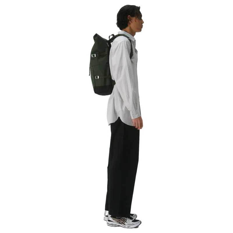 Sandqvist Icon Rolltop - Rucksack L 16" 65 cm erw. (dawn Green with dark brown leather)