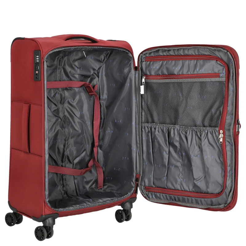 D&N Travel Line 9504 - 4-Rollen-Trolley M 67 cm erw. (dark red)