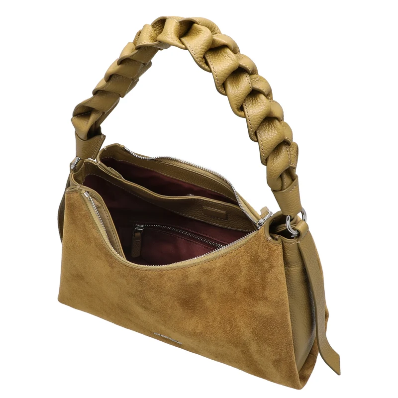 Coccinelle Boheme Suede Bimaterial - Schultertasche 30 cm (seagras/seagras)