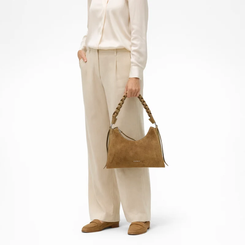 Coccinelle Boheme Suede Bimaterial - Schultertasche 30 cm (seagras/seagras)