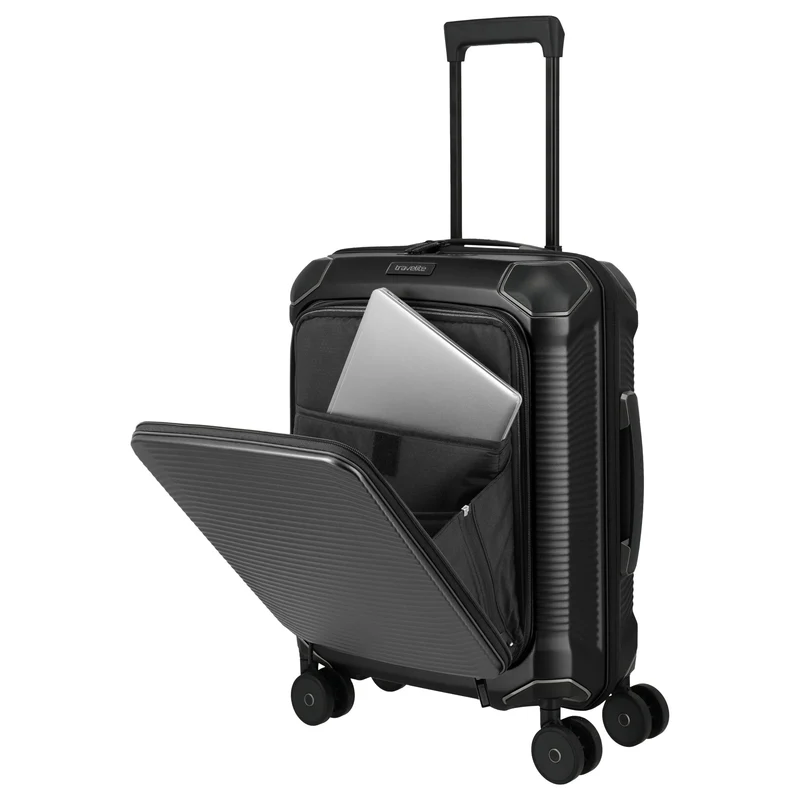 Travelite Millennium - 4-Rollen-Kabinentrolley mit Vortasche S 55 cm (black)