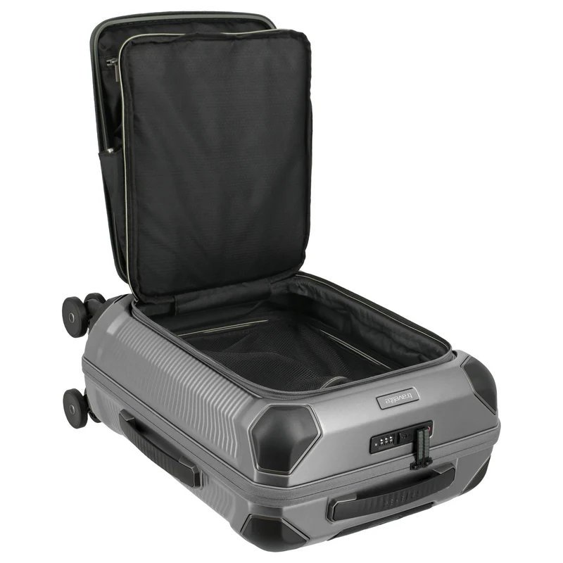 Travelite Millennium - 4-Rollen-Kabinentrolley mit Vortasche S 55 cm (silver)