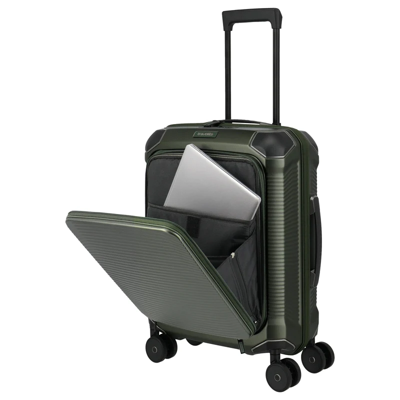 Travelite Millennium - 4-Rollen-Kabinentrolley mit Vortasche S 55 cm (pine green)