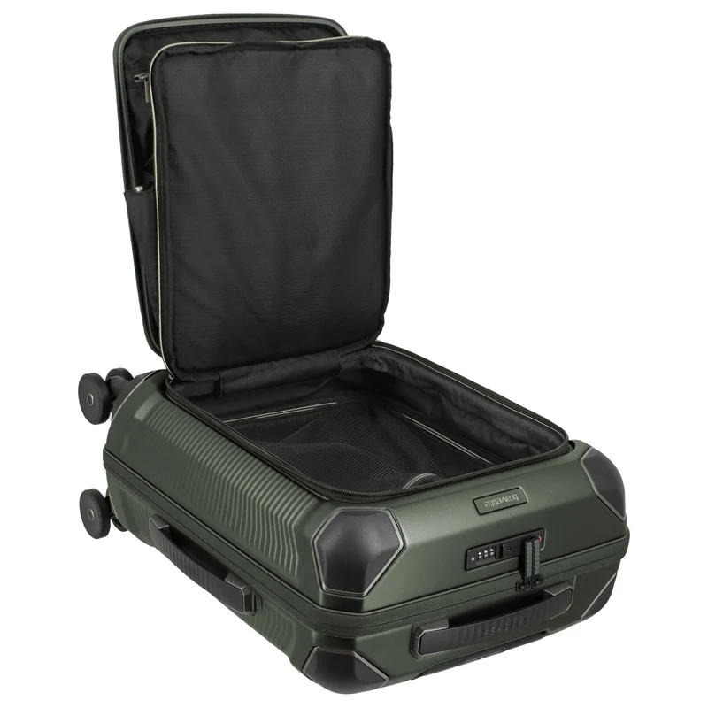 Travelite Millennium - 4-Rollen-Kabinentrolley mit Vortasche S 55 cm (pine green)