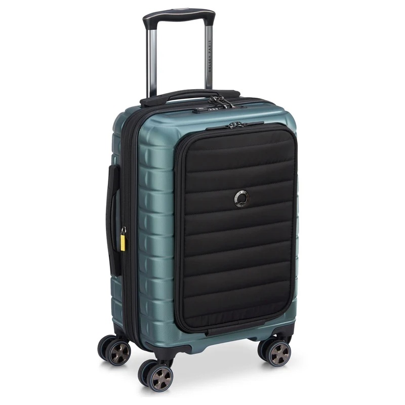Delsey Paris Shadow 5.0 - 4-Rollen-Kabinentrolley mit Vordertasche S 55 cm erw. USB (grün)