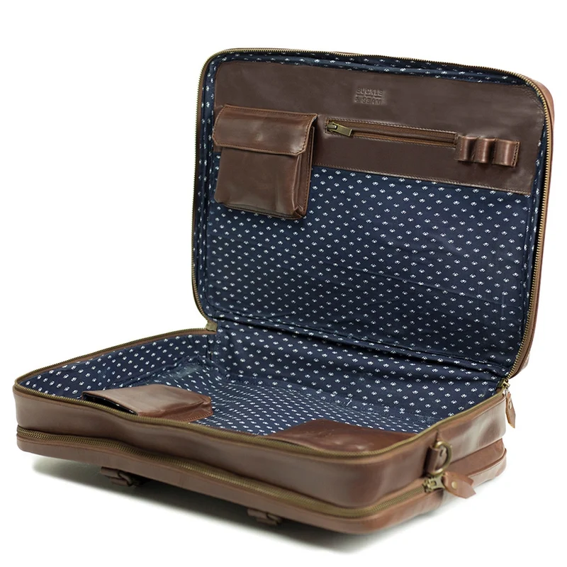 Buckle & Seam Albert - Aktentasche XL 41 cm (brown/blue)