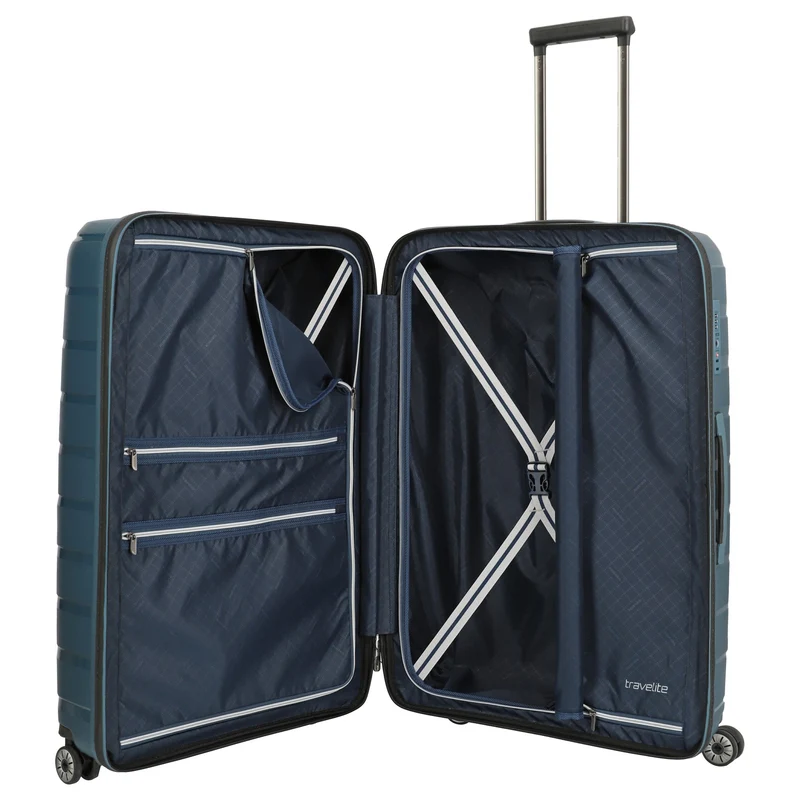 Travelite Air Base - 4-Rollen-Trolley Set 3tlg. L/M/S Vortasche (iceblue)
