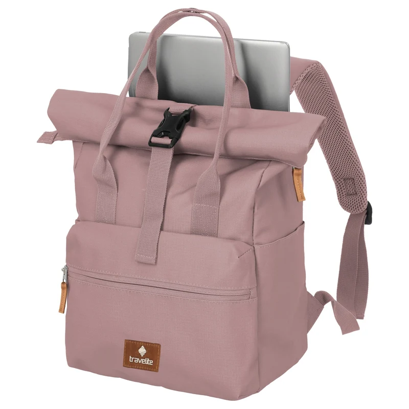 Travelite Basics Short Handle - Rolltop Rucksack 46 cm (smokey rose)