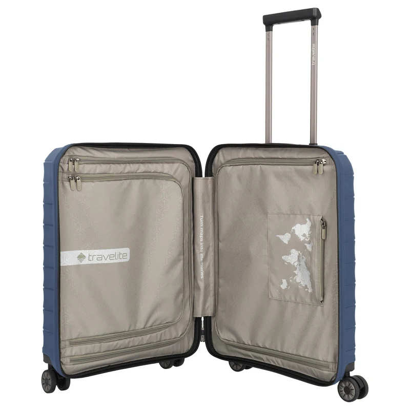 Travelite Mooby - 4-Rollen-Kabinentrolley mit Vortasche S 55 cm (marine)
