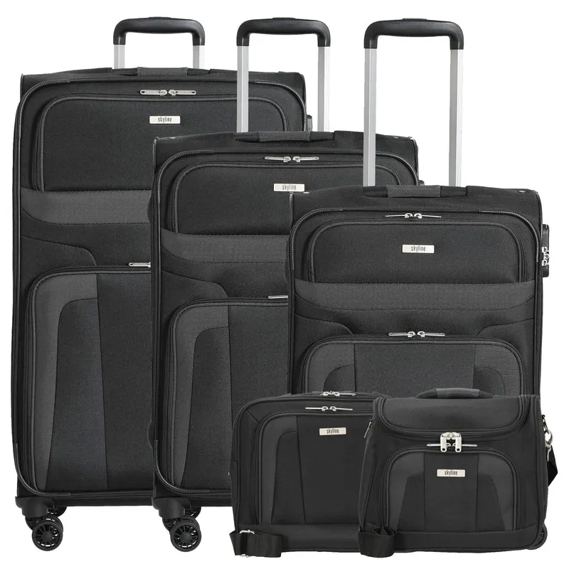 Skyline Orlando - 4-Rollen-Trolley Set L erw./M. erw./S + Boarding Bag + Beautycase 5tlg. (schwarz)