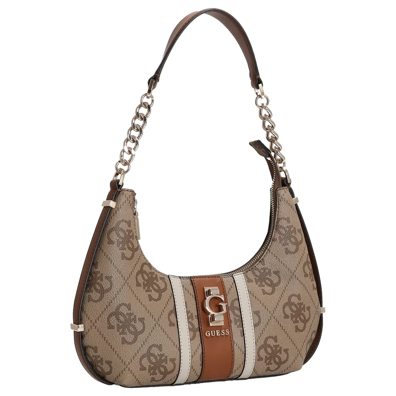 Guess Erenia Top Zip - Schultertasche (latte logo)