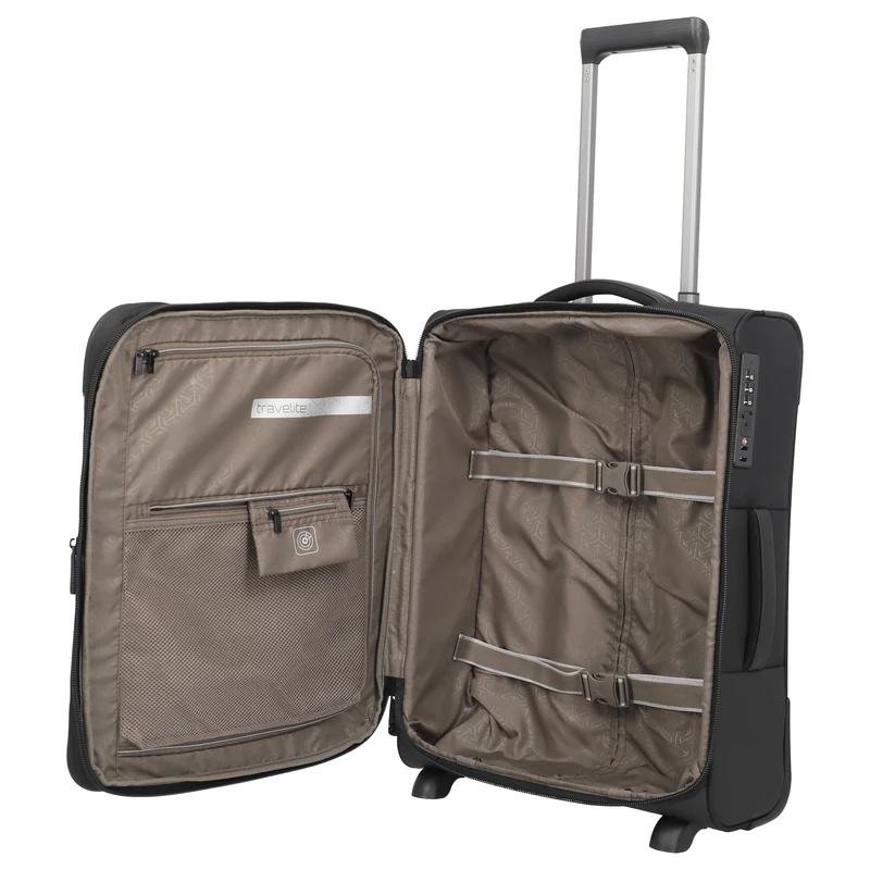 Travelite Crosslite - 2-Rollen-Kabinentrolley S 54 cm erw. (black)
